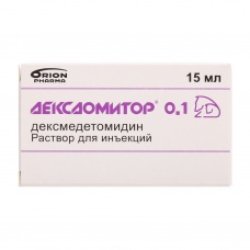 Дексдомитор раствор для инъекций, 0,1 мг/мл., флакон 15 мл.