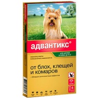 Адвантикс (Байер) для собак до 4кг, пип. 0,4мл (4 пип /уп)