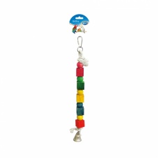 DUVO+ Игрушка для птиц "Подвеска хлопковая с кубиками и шарами", разноцветная, 35см