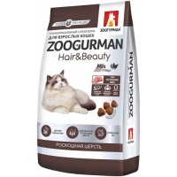 Зоогурман Hair&Beauty сухой корм для кошек Птица