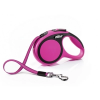 FLEXI New Comfort S Tape 5 m Поводок-рулетка, лента, черный/розовый, до 15 кг