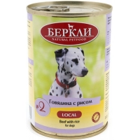 Беркли Local консервы для собак №2 Говядина с рисом, 400 г